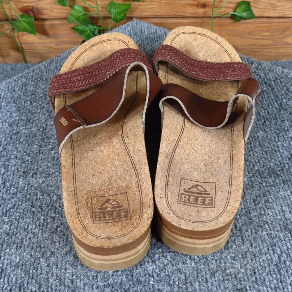 Reef Cushion Vista Hi Womens Platform Slide Sandals Size 9 Beach Brown Synthetic